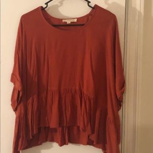 CROP PEPLUM TOP- REDISH ORANGE